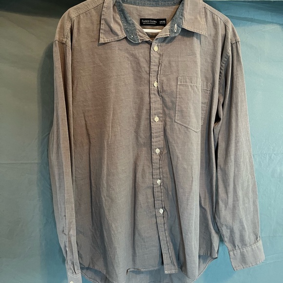 Mens Large (42-44) FADED GLORY BLUE AND WHITE TINY PIN STRIPED LONG SLEEVED - Picture 3 of 6